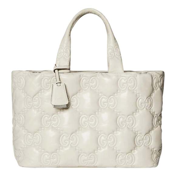 Gucci GG Guccissima Matelassé Leather Cream White Tote - Picture 1 of 4
